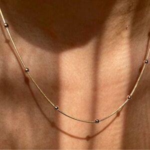 Ball Chain Necklace 14k Gold Plated Statement Jewelry